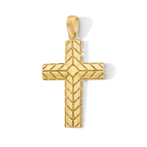Cross Necklace Charm in Hollow 10K Gold