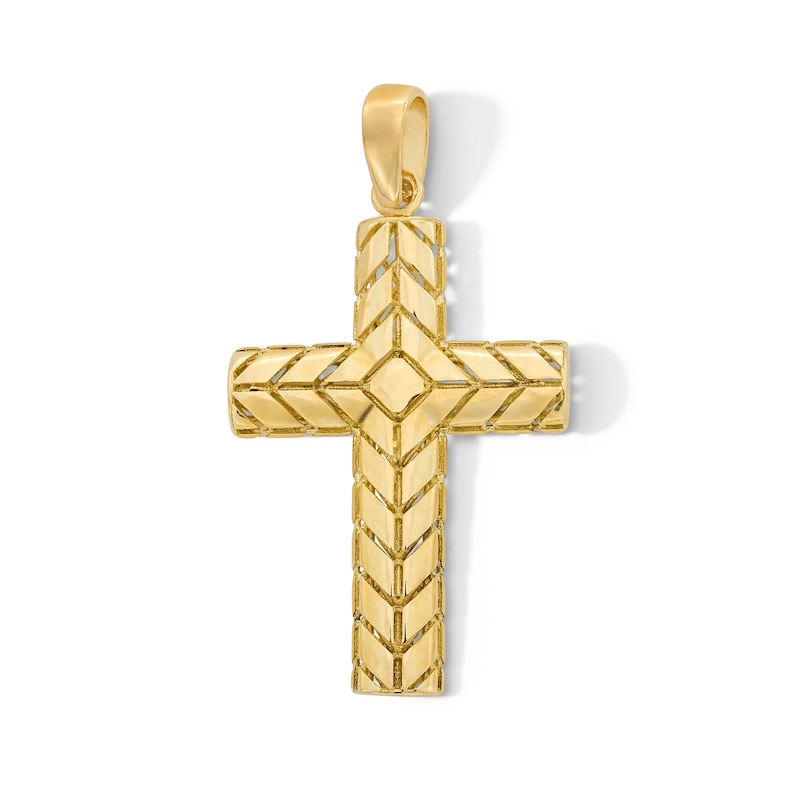 Main Image 1 of Cross Necklace Charm in Hollow 10K Gold