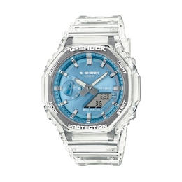 Men’s Casio G-Shock Analog Digital Clear Resin Strap Watch with Blue Dial (Model: GA2100BM-7A2)