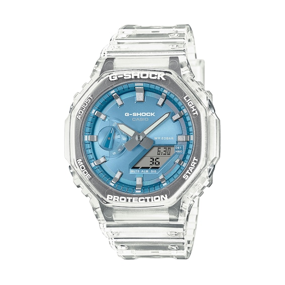 Menâs Casio G-Shock Analog Digital Clear Resin Strap Watch with Blue Dial (Model: Ga2100Bm-7A2)