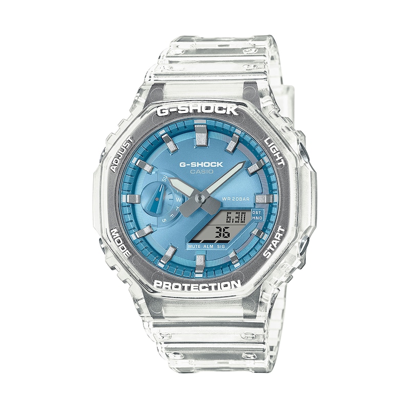 Main Image 1 of Men’s Casio G-Shock Analog Digital Clear Resin Strap Watch with Blue Dial (Model: GA2100BM-7A2)