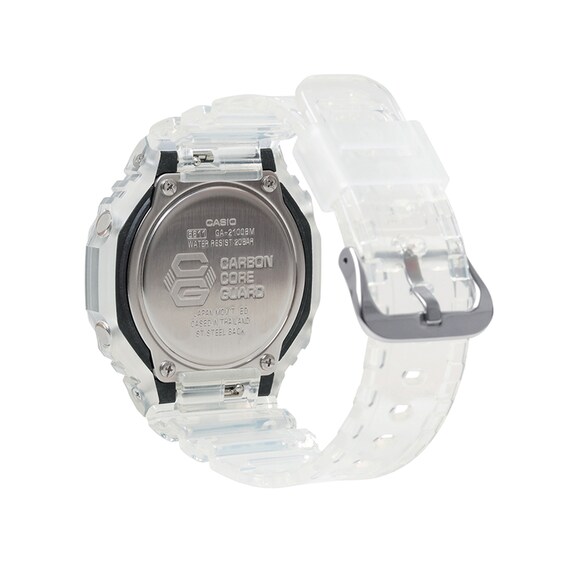 Menâs Casio G-Shock Hybrid Clear Resin Strap Watch with Copper-Tone Dial (Model: Ga2100Bm-7A5)