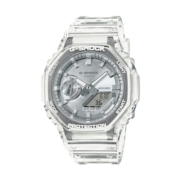 Men’s Casio G-Shock Analog Digital Clear Resin Strap Watch with Silver-Tone Dial (Model: GA2100BM-7A8)