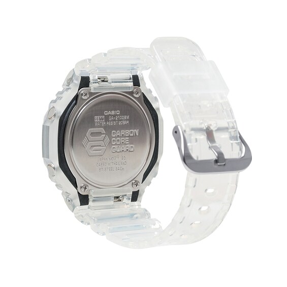 Menâs Casio G-Shock Analog Digital Clear Resin Strap Watch with Silver-Tone Dial (Model: Ga2100Bm-7A8)