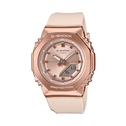 Ladies' Casio G-Shock Analog Digital Watch with Pink Beige Resin Strap and Pink Dial (Model: GMS2110PG-4A)