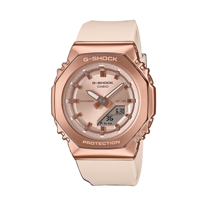 Main Image 1 of Ladies' Casio G-Shock Analog Digital Watch with Pink Beige Resin Strap and Pink Dial (Model: GMS2110PG-4A)