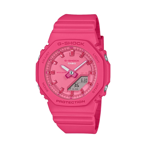 Ladiesâ Casio G-Shock Analog Digital Pink Resin Strap Watch with Pink Dial (Model: Gmap2100Pp4A)