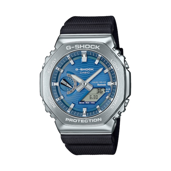 Men's Casio G-Shock G-Steel Analog/Digital Watch with Blue Dial and Black Resin Strap (Model: Gbm2100A-2B)