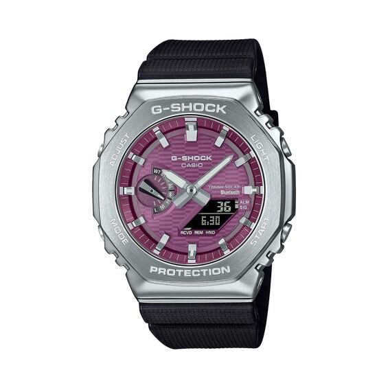 Men's Casio G-Shock G-Steel Analog/Digital Watch with Purple Dial and Black Resin Strap (Model: Gbm2100A-4B)