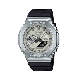 Men's Casio G-Shock G-Steel Analog/Digital Watch with Silver-Tone Dial and Black Resin Strap (Model: GBM2100A-8B)