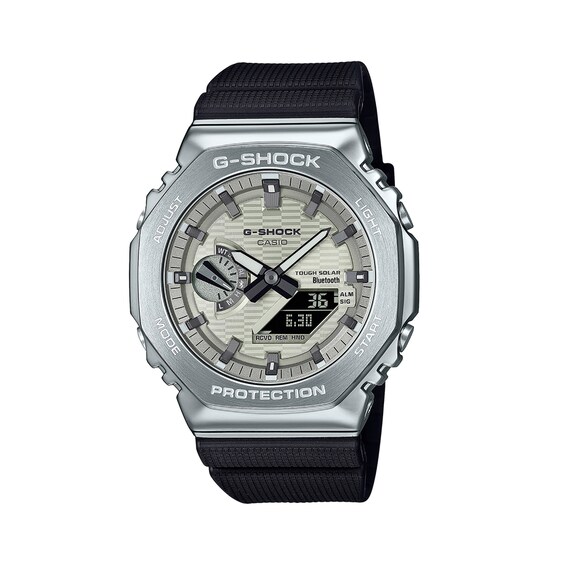 Men's Casio G-Shock G-Steel Analog/Digital Watch with Silver-Tone Dial and Black Resin Strap (Model: Gbm2100A-8B)