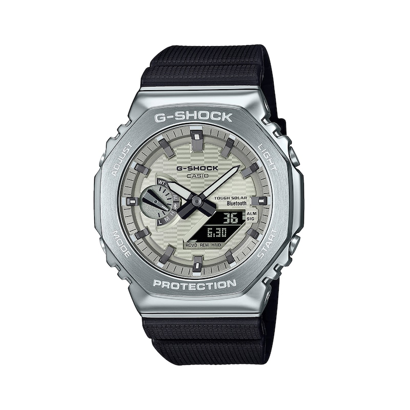Main Image 1 of Men's Casio G-Shock G-Steel Analog/Digital Watch with Silver-Tone Dial and Black Resin Strap (Model: GBM2100A-8B)