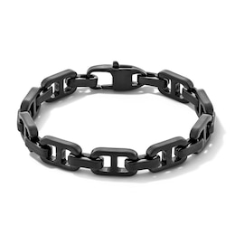 6.0mm Square Mariner Link Bracelet in Solid Stainless Steel with matte Black Ion Plate - 8.5”