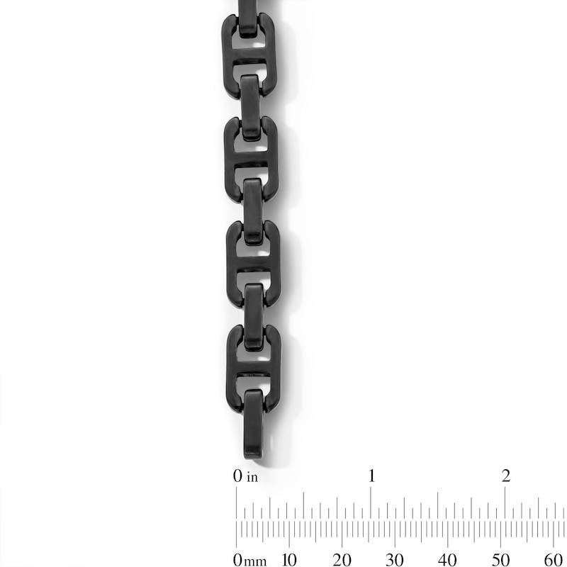 Main Image 2 of 6.0mm Square Mariner Link Bracelet in Solid Stainless Steel with matte Black Ion Plate - 8.5”