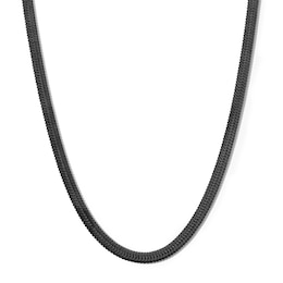 5.0mm Herringbone Chain Necklace in Solid Stainless Steel with matte Black Ion Plate - 22”