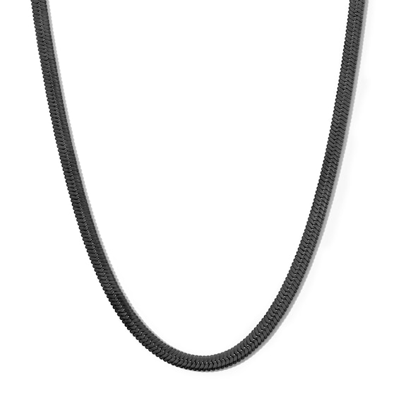 5.0mm Herringbone Chain Necklace in Solid Stainless Steel with matte Black Ion Plate - 22”