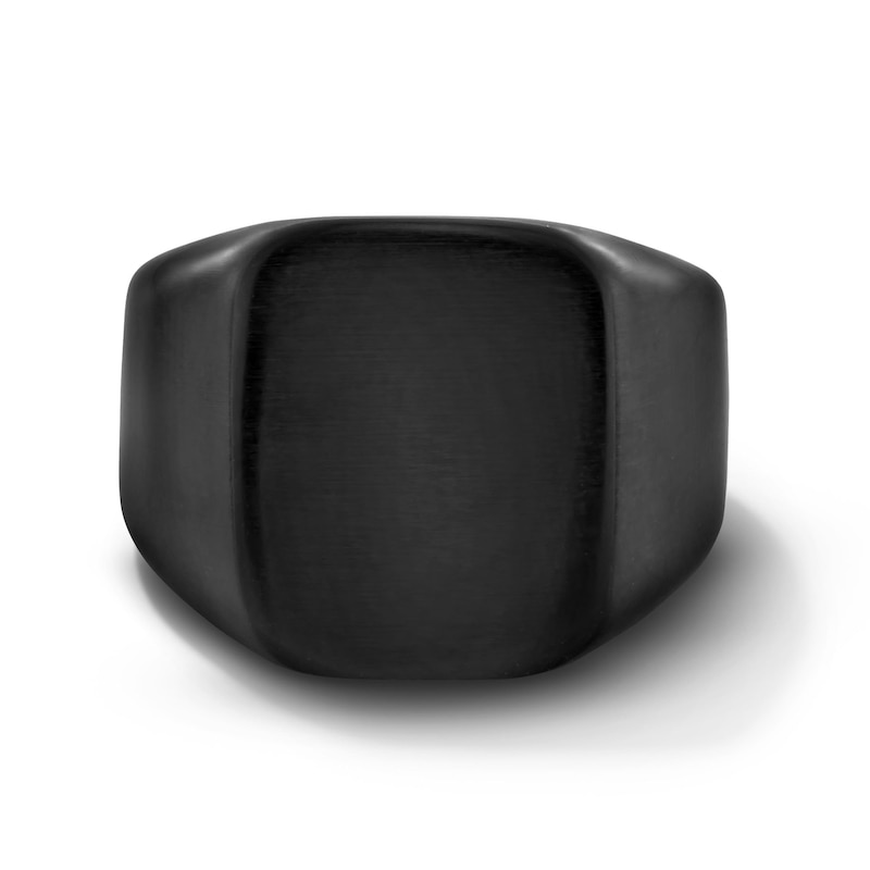Main Image 1 of Signet Ring in Stainless Steel with Black Ion-Plate
