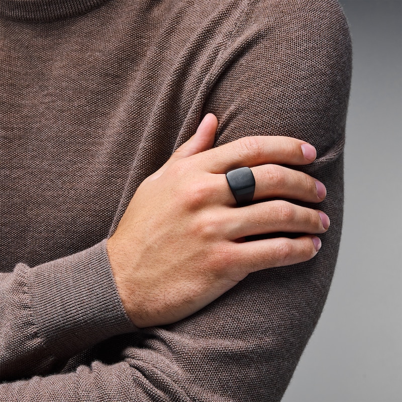Main Image 2 of Signet Ring in Stainless Steel with Black Ion-Plate