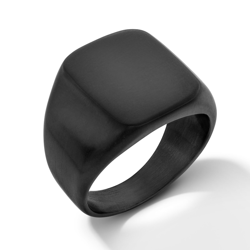 Main Image 2 of Signet Ring in Stainless Steel with Black Ion-Plate