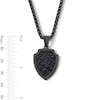 Thumbnail Image 2 of Shield Pendant in Leather and Stainless Steel with Black Ion Plate - 22”