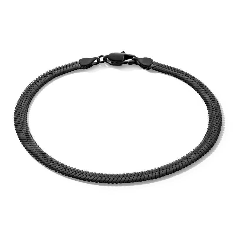 Main Image 1 of 5.0mm Herringbone Chain Bracelet in Solid Stainless Steel with matte Black Ion Plate - 8.5
