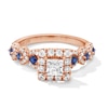 Thumbnail Image 1 of 1 CT. T.W. Princess-Cut Diamond Halo Engagement Ring with Sapphire Accents in 14K Rose Gold (I/SI2)