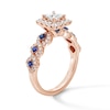 Thumbnail Image 2 of 1 CT. T.W. Princess-Cut Diamond Halo Engagement Ring with Sapphire Accents in 14K Rose Gold (I/SI2)