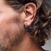 Thumbnail Image 2 of 1/4 CT. T.W. Black Diamond Huggie Hoop Earrings in Grey Ion-Plated Sterling Silver (