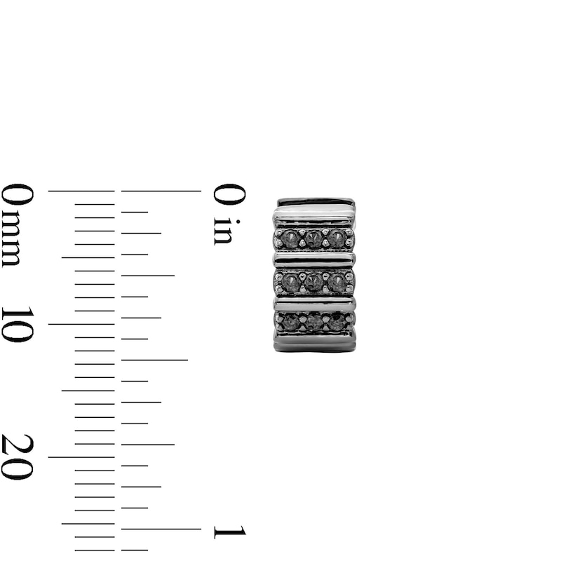 Main Image 2 of 1/4 CT. T.W. Black Diamond Huggie Hoop Earrings in Grey Ion-Plated Sterling Silver (