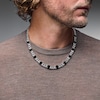 Thumbnail Image 2 of 8.0mm Baguette Black Agate Curb Chain Necklace in Hollow Sterling Silver - 22”