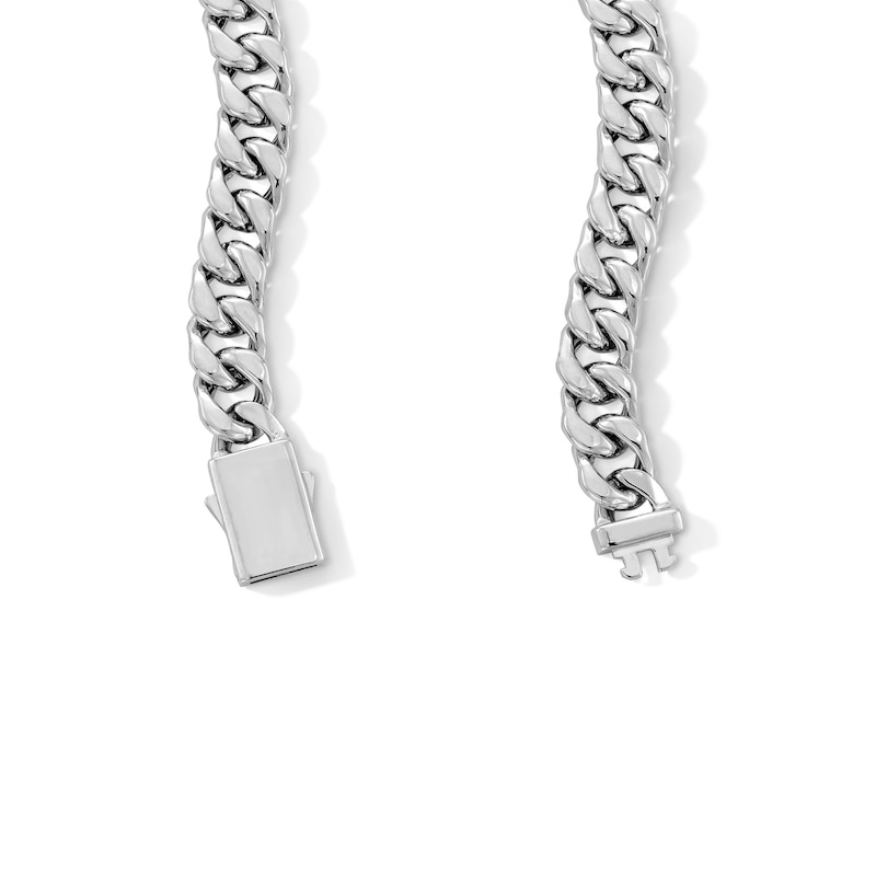 Main Image 2 of 8.0mm Baguette Black Agate Curb Chain Necklace in Hollow Sterling Silver - 22”