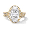 Thumbnail Image 1 of 4.69 CT. T.W. Oval Certified Lab-Grown Diamond Frame Bridal Set in 14K Gold (F/VS2)