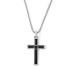 Thumbnail Image 1 of Asscher- and Baguette-Cut Black Onyx Cross Pendant in Sterling Silver - 24”