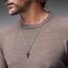 Thumbnail Image 2 of Asscher- and Baguette-Cut Black Onyx Cross Pendant in Sterling Silver - 24”