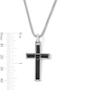 Thumbnail Image 2 of Asscher- and Baguette-Cut Black Onyx Cross Pendant in Sterling Silver - 24”