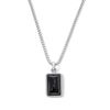 Thumbnail Image 1 of Emerald-Shaped Black Agate Pendant in Sterling Silver - 24”