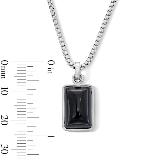 Emerald-Shaped Black Agate Pendant in Sterling Silver - 24â