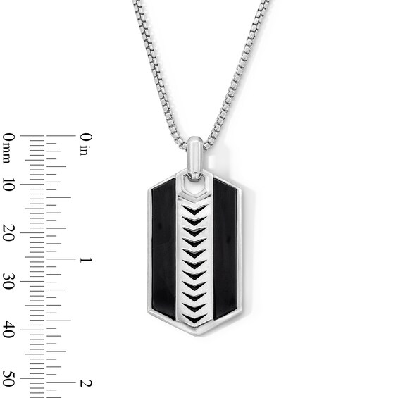 Black Onyx Hexagon Pendant in Sterling Silver - 24”