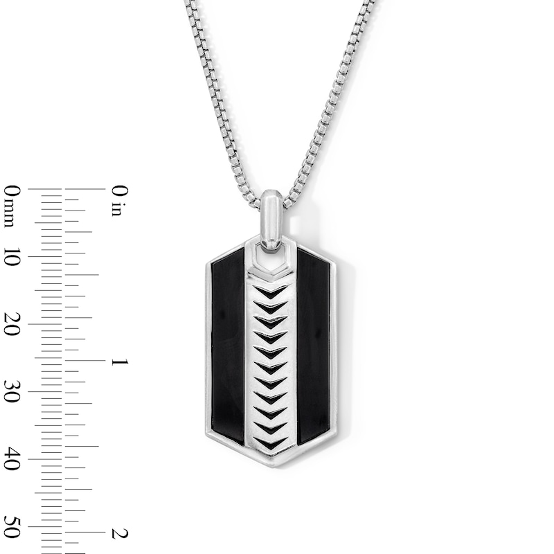 Main Image 2 of Black Onyx Hexagon Pendant in Sterling Silver - 24”