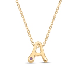 Birthstone Bubble Initial Pendant (1 Stone, 1 Initial)