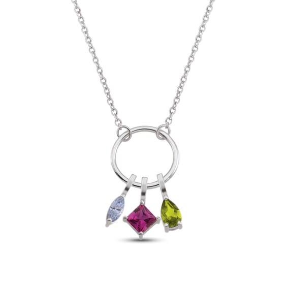 Mixed-Shape Birthstone Charm Pendant (3 Stones) - 18”