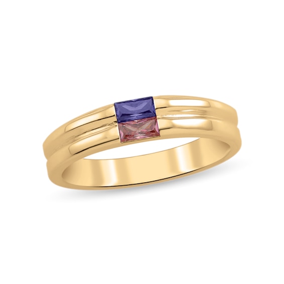 Baguette-Cut Birthstone Double-Row Band (2 Stones)