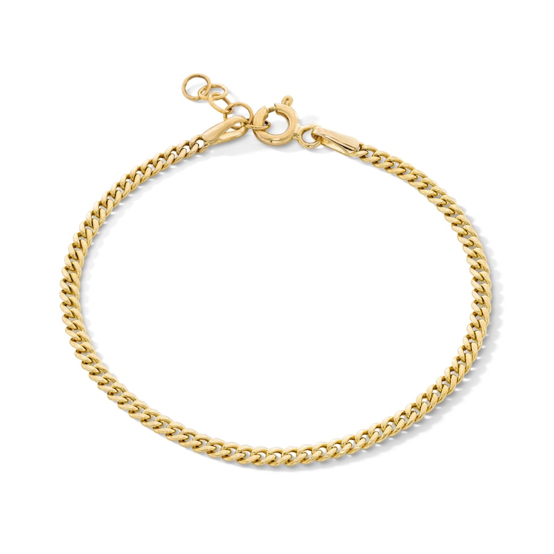 Main Image 1 of Child’s 2.25mm Miami Cuban Curb Chain Bracelet in Hollow 14K Gold - 6”