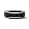 Thumbnail Image 1 of Mesh Center Wedding Band in Two-Tone Titanium