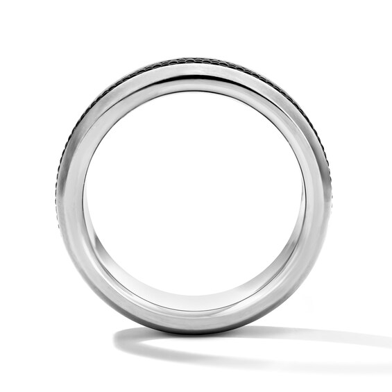 Mesh Center Wedding Band in Two-Tone Titanium