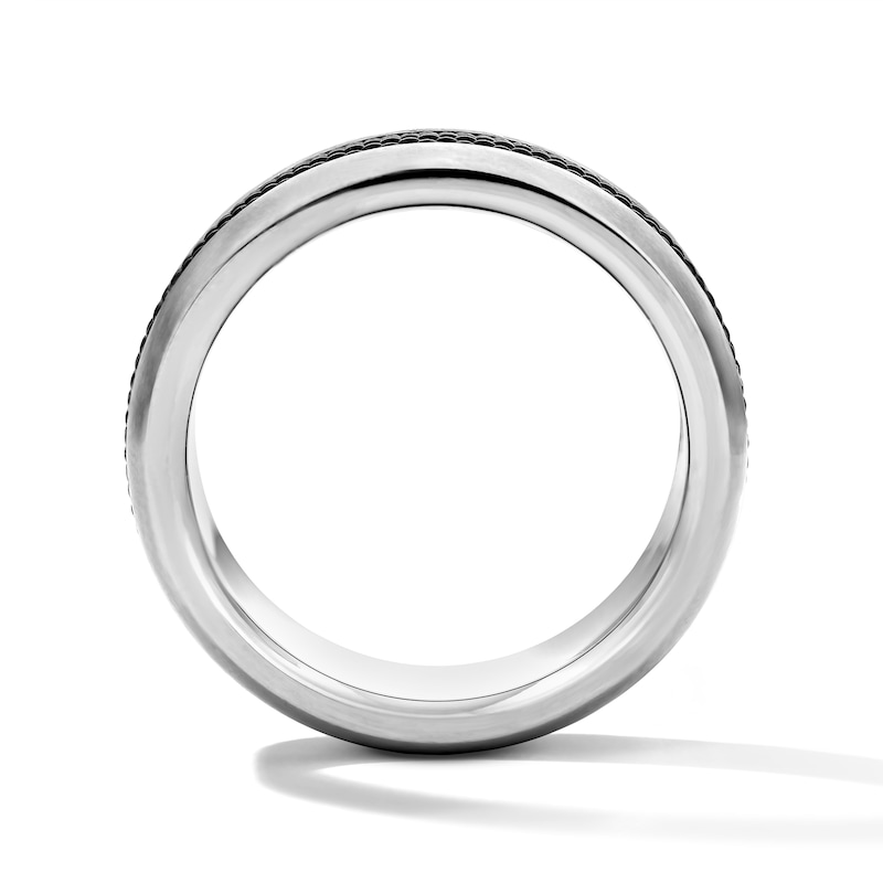 Main Image 2 of Mesh Center Wedding Band in Two-Tone Titanium