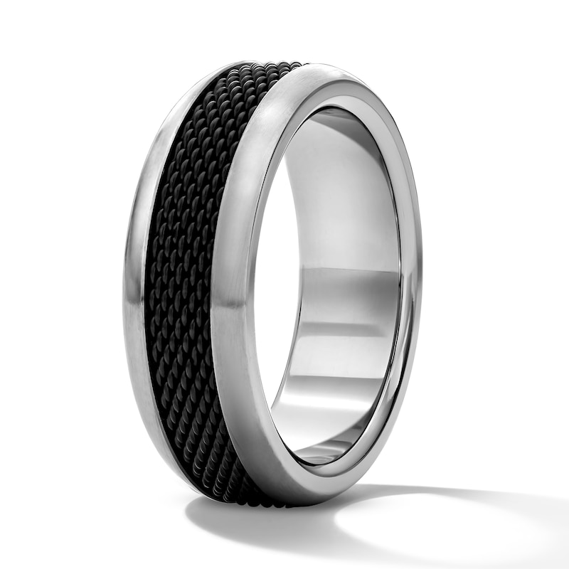 Main Image 3 of Mesh Center Wedding Band in Two-Tone Titanium