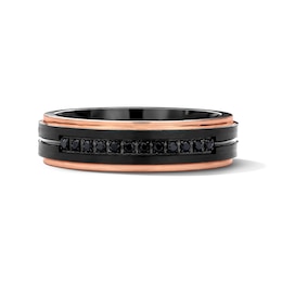 1/8 CT. T.W. Black Diamond Wedding Band in Two-Tone Tungsten