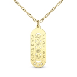 Diamond-Accent Family Pendant (1-4 Names and Flowers)