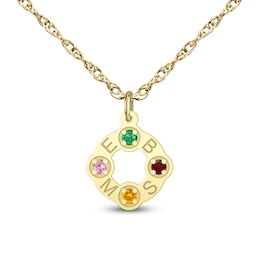 Birthstone and Initial Loop Pendant (1-4 Initials and Stones)